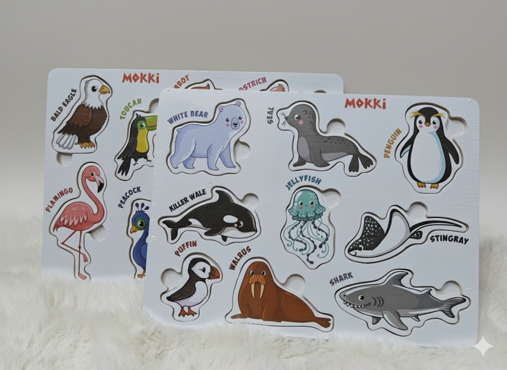Early Learning Peg Puzzles: Montessori-Inspired Animals & Birds